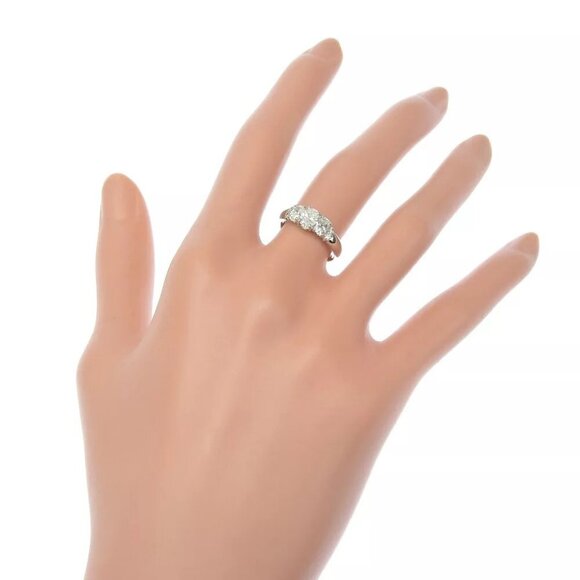 Oval Ring Pt900Platinum/diamond #4.9(US Size) 4.7g Women - Picture 6 of 8